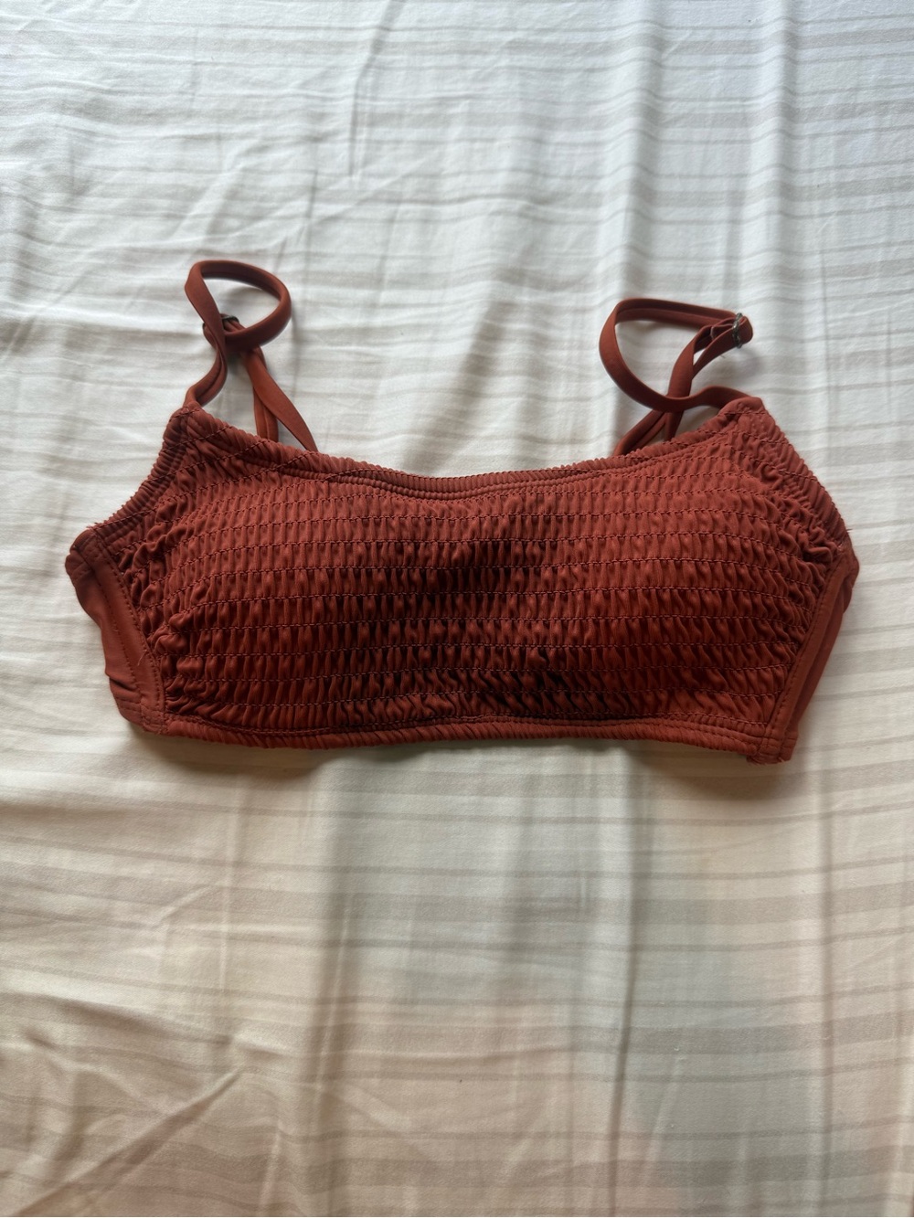 Smocked Brick Red Bikini Top